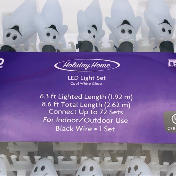 Ghost 20 Count String Lights LED Halloween 8 Foot Black Wire New in Box … - Picture 11 of 12